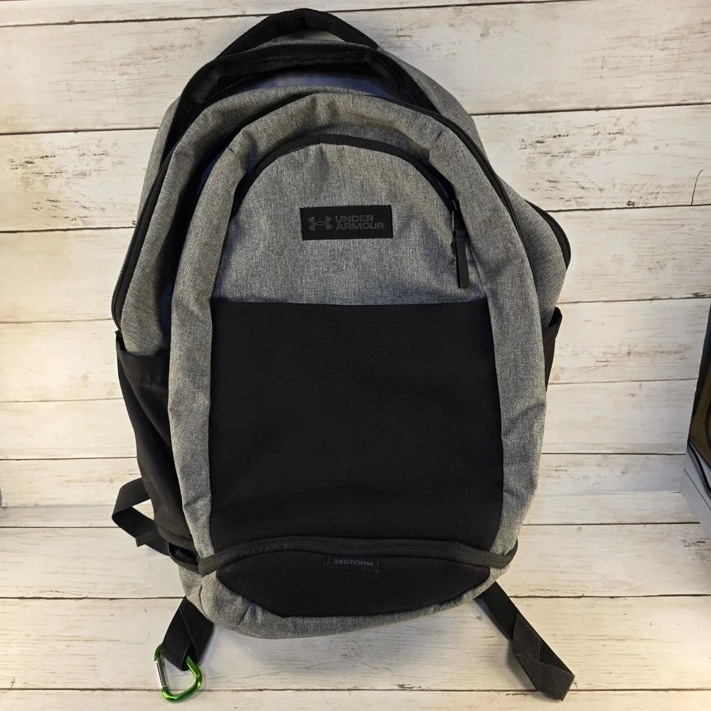 Under Armour UA Recruit 3.0 Backpack Gray Black Laptop Backpack Water Resistant